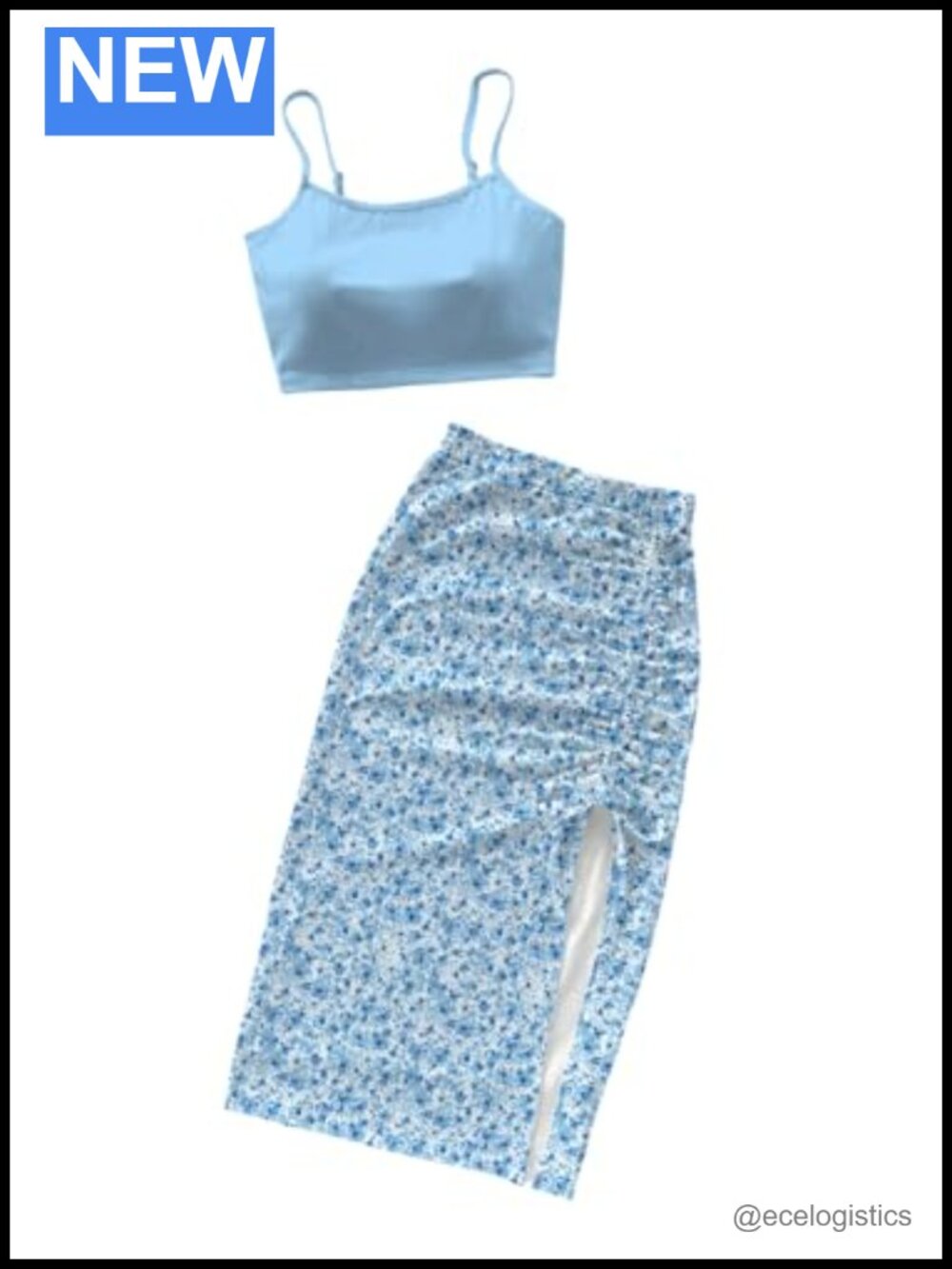 Women's Floral 2 Piece Skirt Set Crop Cami Halter Vacation Outfit